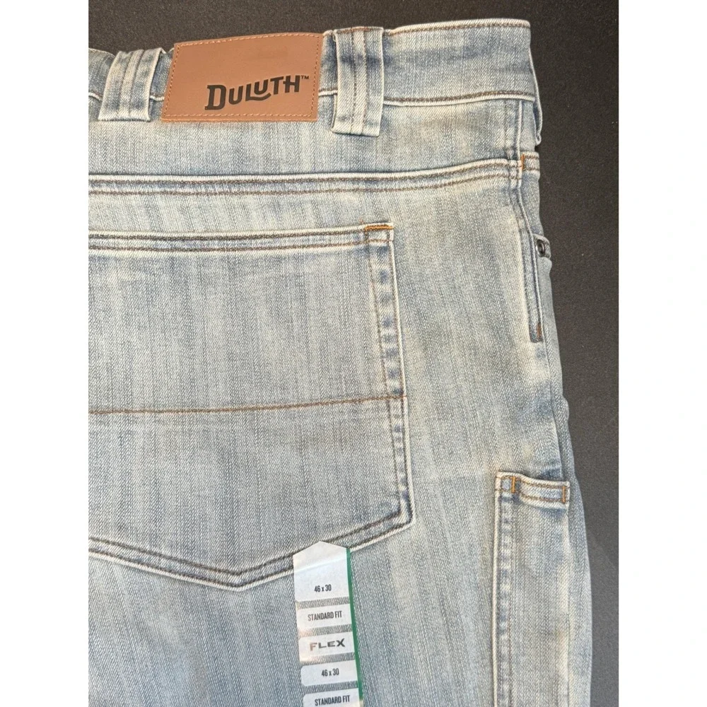 Duluth Trading Co Selvedge Double Flex Jeans Mens 46x30 Light Wash Standard Fit